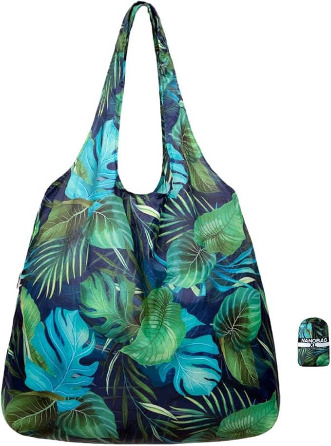 Nanobag Ultralight Heavy Duty Foldable Tote for Women & Men, Reusable Grocery & Travel Bag, Packable Collapsible Compact Market Essential (XL Forest)