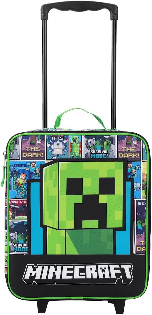 Bioworld Minecraft Creeper Youth 4-Piece Travel Set-14 Carry-on Duffle Bag and Luggage Tag Set