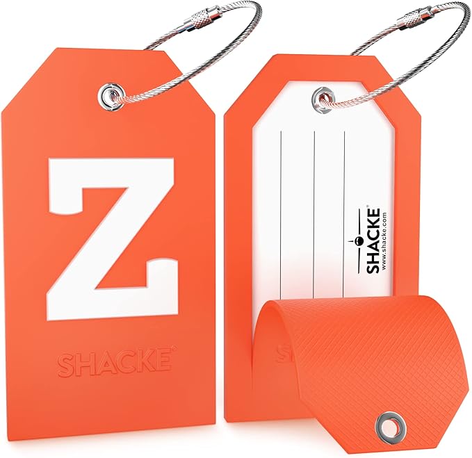Shacke Initial Luggage Tag with Full Privacy Cover and Stainless Steel Loop – (Letter Z)