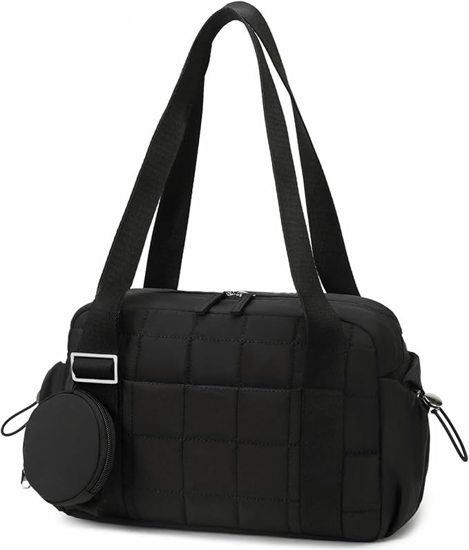 CAMTOP Mini Gym Bag for Women, Small Gym Tote Bag Puffy Quilted Sports Duffel Bag with Wet Compartment and Coin Purse Duffel Bags Dance Yoga Workout Bag for Gifts
