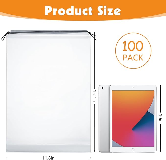 100 Pack Shoe Bags for Travel, 15.7" x 11.8" Large Clear Travel Shoe Bag Vacation Essentials Cruise Essentials Portable Drawstring Packing for Men & Women
