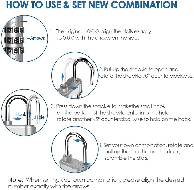GIVERARE 8 Pack Combination Lock, 3-Digit Padlock Keyless, Resettable Luggage Locks for Backpack, Gym & School & Employee Locker, Weatherproof Travel Lock for Fence, Backyard Gate, Hasp, Case-Silver