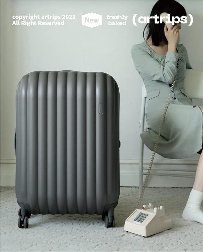 artrips Checked Luggage 24 Inch, Lightweight Hard Shell Suitcase with Spinner Wheels, Medium Travel Suitcase for 4–7 Day Trips, Grey