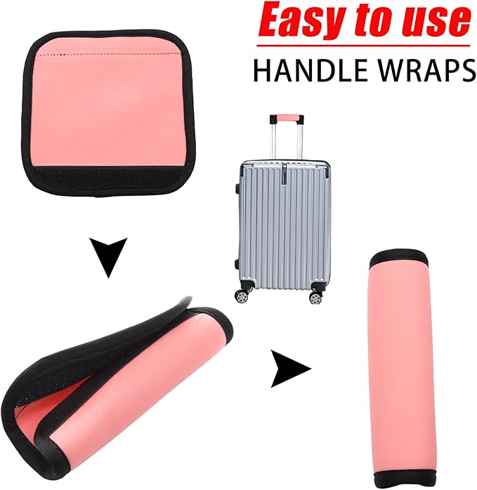 2pcs Pink Luggage Handle Wraps For Suitcase - Soft Suitcase Handle Covers for Travel Accessories（ Bright Color for Suitcase Tags Identifiers ）