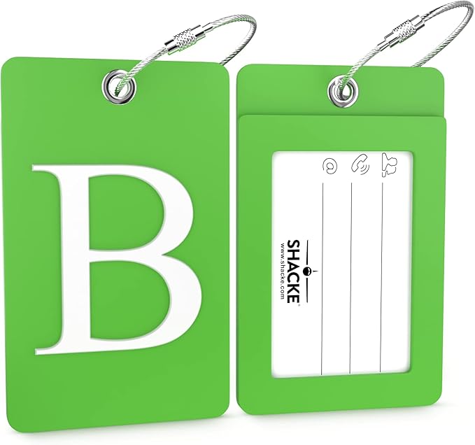 Luggage Tag Initial – Fully Bendable Tag w/Stainless Steel Loop (Letter B)