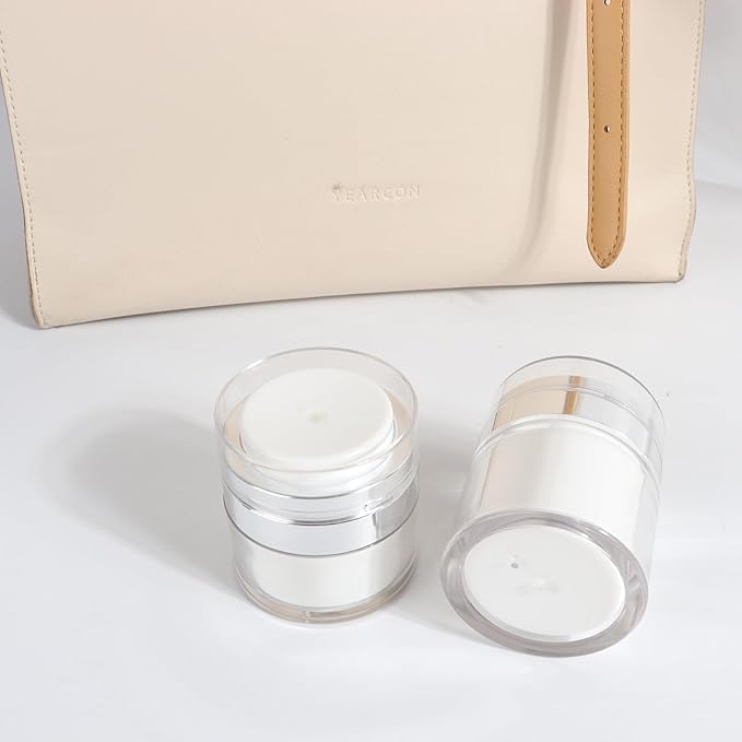 3Pack Airless Pump Jars - 50ml Moisturizer Dispenser Vacuum Bottle Jar - Airless Cosmetic Pump Containers for Lotions, New Empty Jar with Lid 1.7 Oz