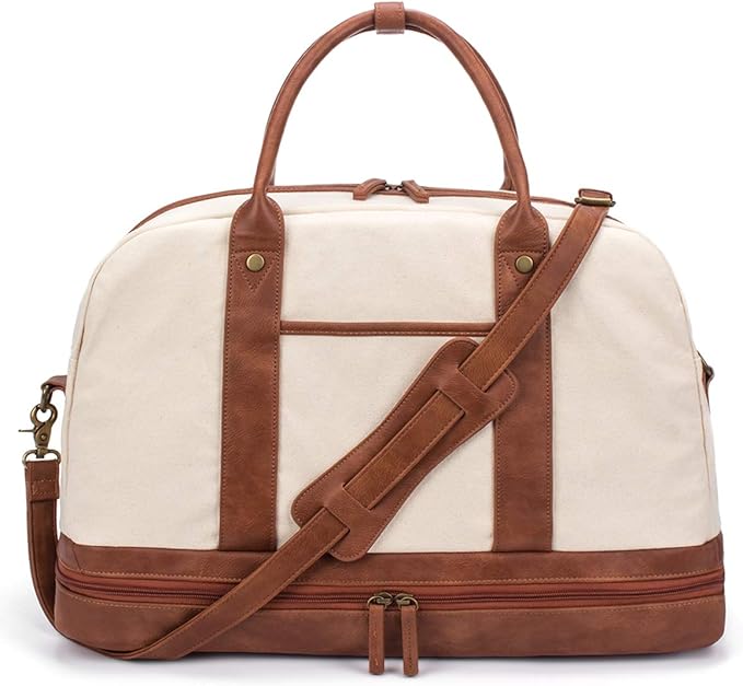 Weekender Bag for Women Canvas Overnight Bag Large Travel Tote Bag Carry on Shoulder Duffle Bag With Shoe Compartment,Perfect for Travel/Daily Use/Birthday Gift …