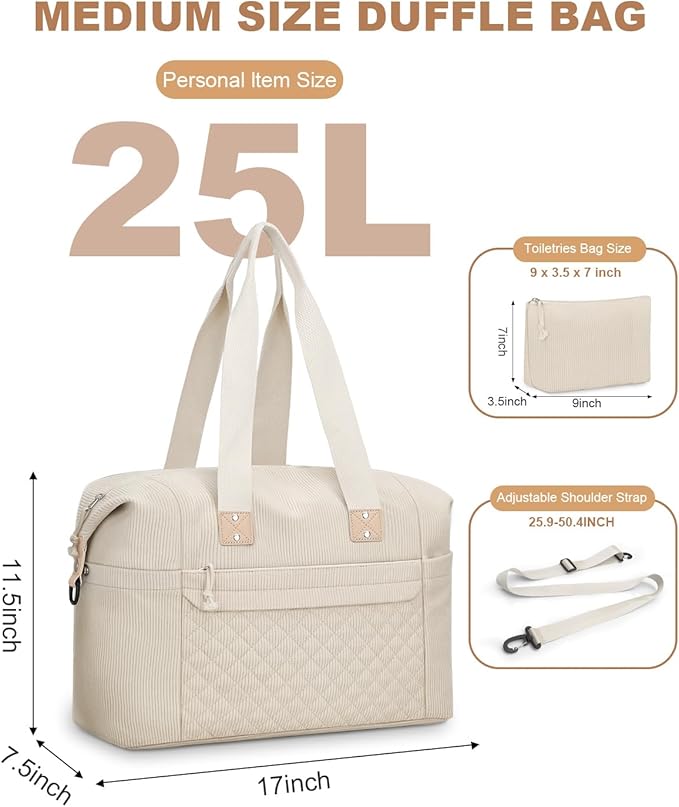 Travel Duffle Bag, Waterproof Weekender Overnight Hospital Bags for Women Men with Toiletry Bag Lightweight Carry on Personal Item Duffle Gym Bag for Travel, Airplanes, Sports