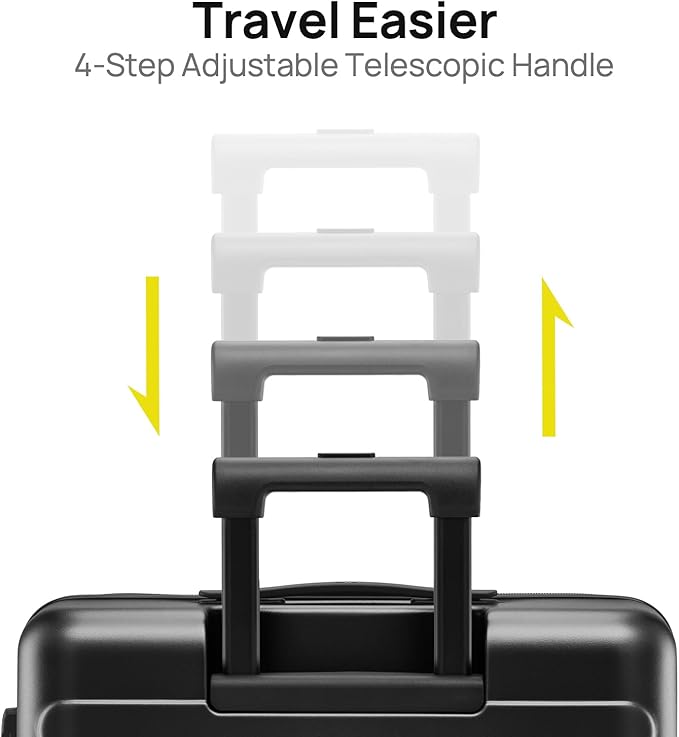 NINETYGO Luggage Sets 2 Piece, Carry On Luggage Airline Approved, Large Checked Luggage with Spinner Wheels, Lightweight, Hard Shell PC Suitcase Sets, TSA Approved, 20in/28in (Black, Rhine Basic)