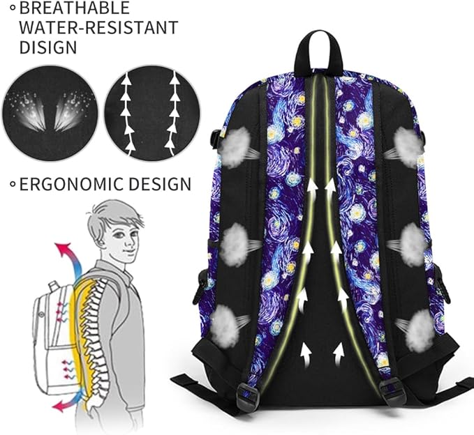rickyh style School Backpack Travel Bag for Men & Women Lightweight College Back Pack with Laptop Compartmen