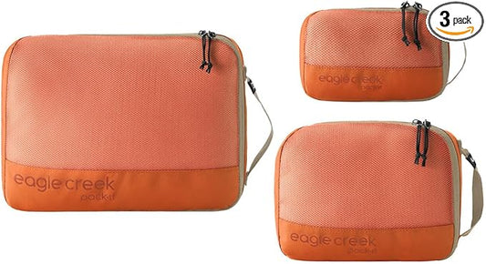 Eagle Creek Pack-It Reveal Cube Set - Packing Cubes for Compartmentalizing Luggage - Durable - Ultra-Lightweight - Water-Resistant - Easy Grab Zipper Pull - Mesh Windows - Mandarin - XS/S/M