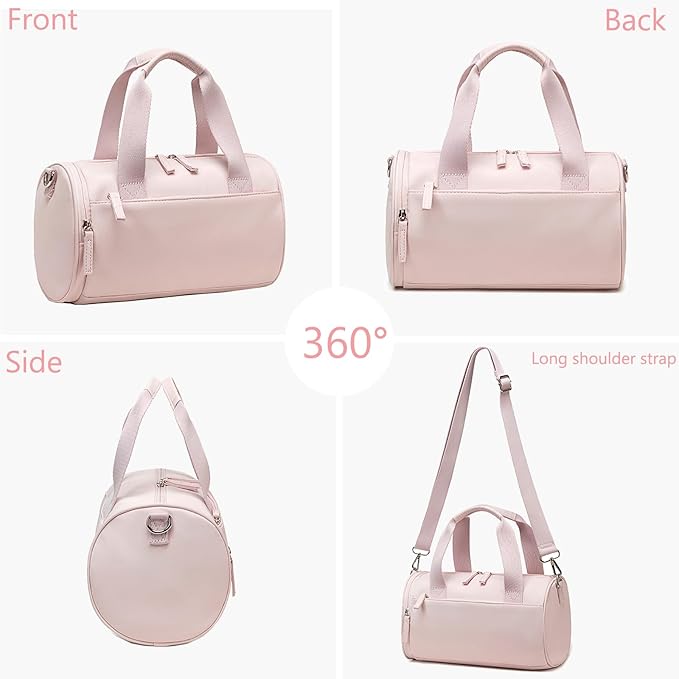 Mini Gym Bag for Women Girls Cute Small Duffle Bag 12'' with Multifunctional Pockets Workout Sport Bags Dance,Fitness,Yoga (Pink)