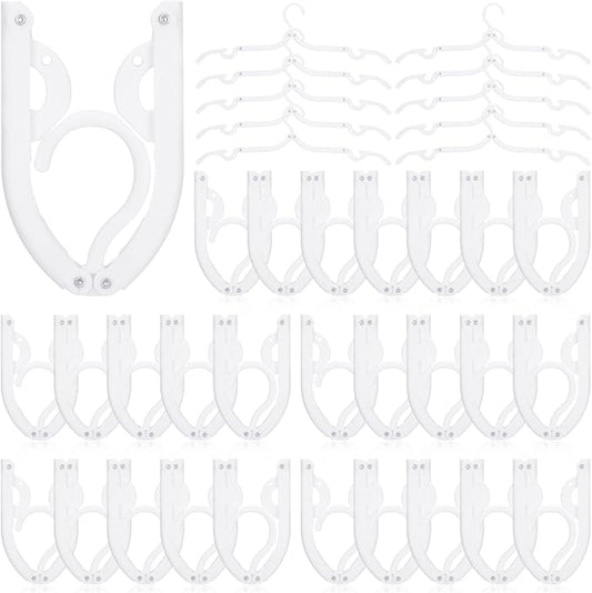 Sieral 40 Pcs Foldable Travel Hangers Plastic Portable Folding Clothes Hangers Cruise Ship Essentials for Travel Cruises Suitcase Dormitory School Hotel Women Laundry Coat Bag Drying (White)