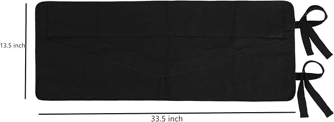 Denifiter Tool Bag, Heavy Duty Waxed Canvas Wrench Tool Roll Up Pouch, Multi-Purpose Small Hand Tools Organizer Holder with 24 Pockets (Black)