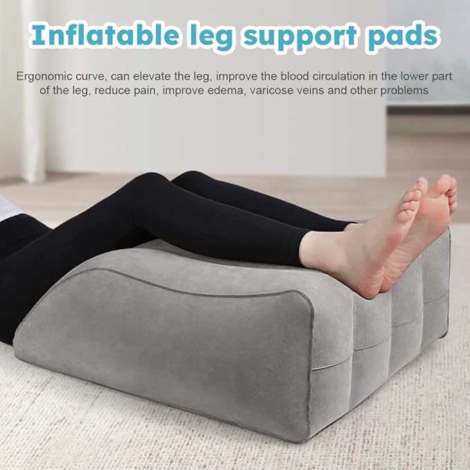 Leg Elevating Pillow, Inflatable Wedge Pillows for Sleeping, Leg Pillow Elevation Blood Circulation and Reduce Swelling, Comfort Bolster Pillow for Legs for Pregnant, Surgery and Injury