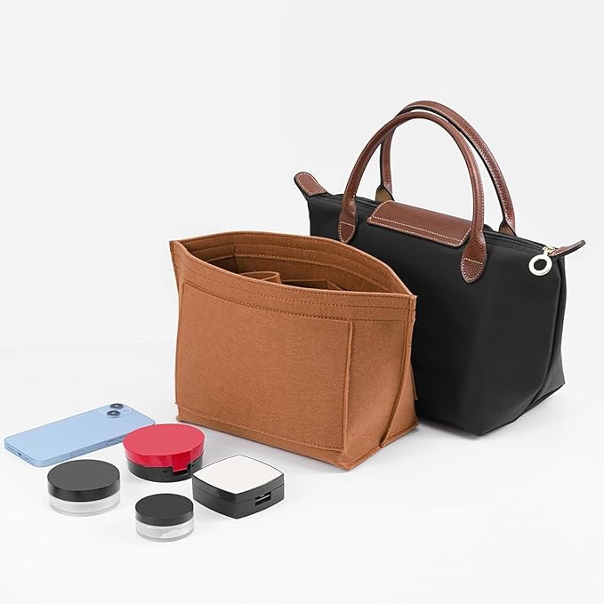 LOUKAYCCI Purse Organizer Insert for Le Pliage Large Handbags Insert Organizer (EarthColor, Large)