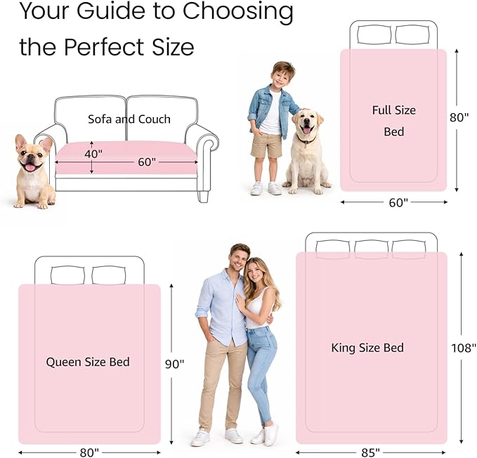 LOOBANI Waterproof Throw Blanket for Couch: Reversible Leakproof Couch Blanket 40" x 60", Soft Coral Fleece Bed Blanket Stain-Proof for Sofa Cover, Pet Accidents, Travel, Pink