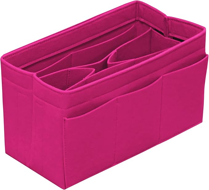 DailyPlus Purse Organizer Insert Felt Bag Organizer Handbag Organizer Insert Bag In Bag Organizer for Tote Purse Bag 14 Pockets Rose X-Large
