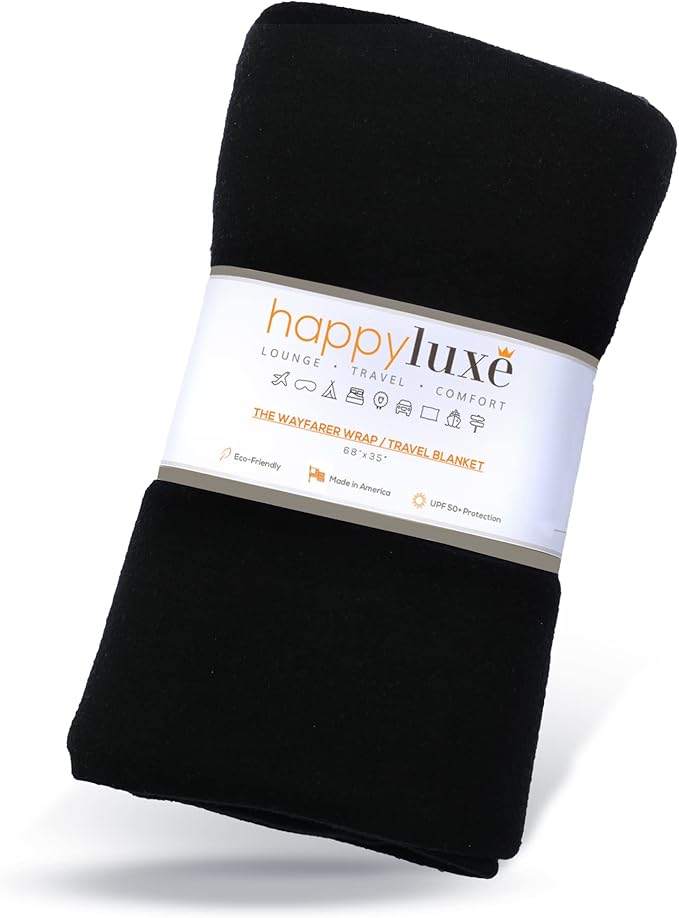 Happyluxe Travel Shawl Wraps for Women - 68x35in Wrap. Lightweight Pashmina, Airplane Travel Blanket Scarf. Made In USA