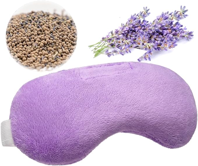 Umisleep Lavender Eye Mask, Aromatherapy Weighted Sleep Mask for Dry Eyes Men Women, Microwave Heated Hot Therapy Eye Cover Moist Compression Pain Relief, Pillow for Puffy Eyes, Sinus Pain, Purple