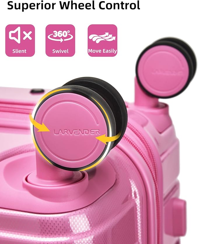 LARVENDER Carry on Luggage 22x14x9 Airline Approved Hardshell Suitcase with Wheels TSA Lock, PC+ABS Lightweight Suitcase Set for Women with Travel Backpack, Glossy Berry