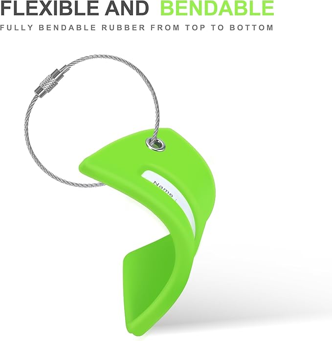 Gostwo 2 Pack Silicone Luggage Tags for Suitcases, 26 Initial Letter Baggage Labels Handbag School Bag Suitcase Instrument Tag with Stainless Steel Loop(Green)(Letter A)