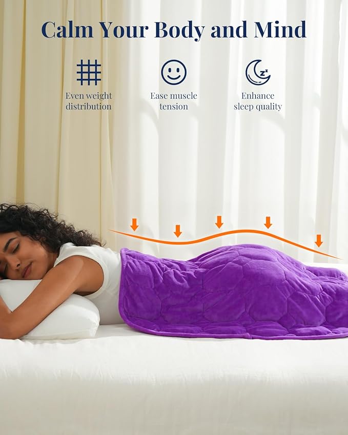 Kivik Small Weighted Blanket for Adult Travel Size, Weighted Lap Blanket 7 lbs, Calming & Relaxing, Unique, 29x24 inches, Purple