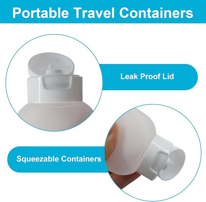 4pcs Travel Bottles - 60ml Leakproof & Squeezable Refillable Containers for Toiletries, Shampoo & Lotion (Transparent Color)