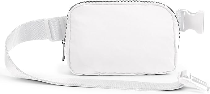 ODODOS Unisex Mini Belt Bag with Adjustable Strap Small Fanny Pack for Workout Running Traveling Hiking, White