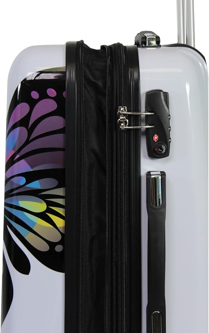 World Traveler Butterfly 2-Piece Carry-On Polycarbonate Hardside Expandable Spinner Luggage Set