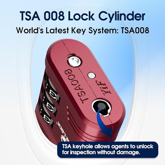 SURE LOCK TSA Approved Luggage Lock – 3-Digit Resettable Combination Padlock with Open Alert Red Dot, Large Easy-Read Dials for Suitcases, Backpacks, Gym & School Lockers(Red 2 pk)