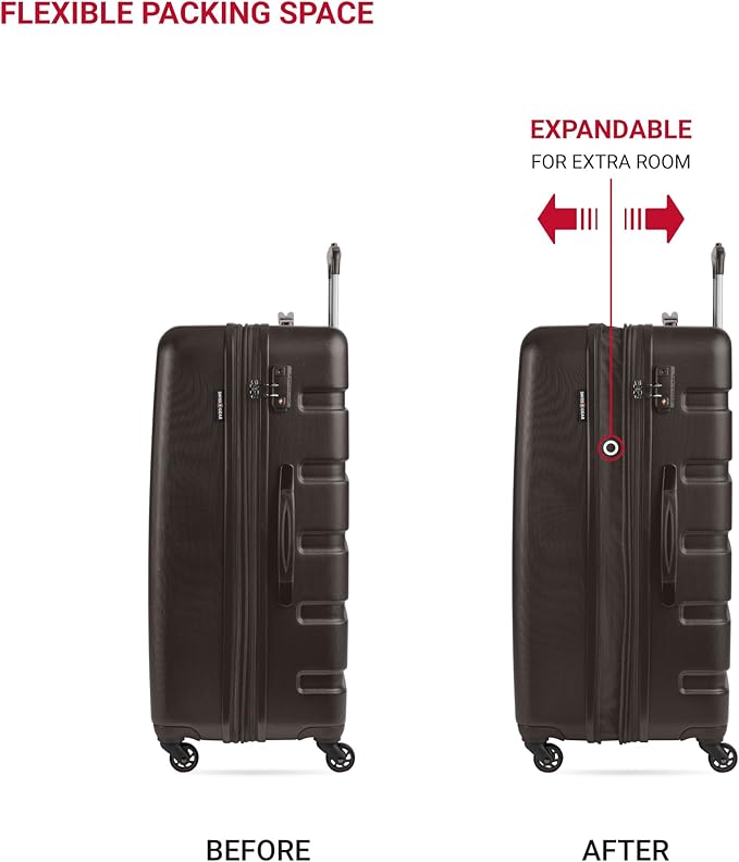 SwissGear 7366 Signature Hardside Expandable Luggage with Spinner Wheels, TSA Lock, Chocolate, Checked-Large 27-Inch