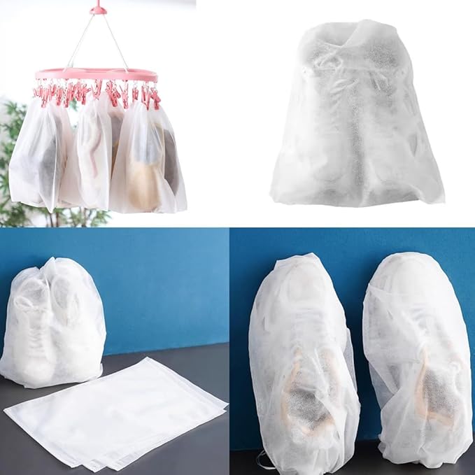 50 Pack Transparent Shoe Bags Travel Shoe Bags Non-woven Fabric Disposable Drawstring Dust Covers Shoes Storage Organizers Pouch for Sneaker Cross Trainer Tote Handbags Purses Running Shoes