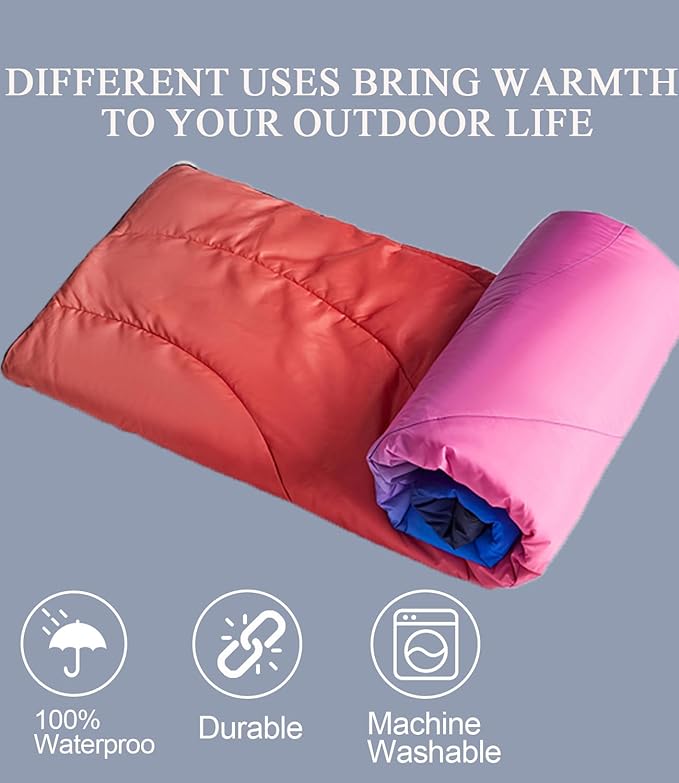 Outdoor Puffy Camping Blanket, Lightweight Down Alternative Puffy Waterproof Stadium Blanket with Portable Bag, Lightweight Camping Blanket for 2 People, Cold Weather, Sports, Travel, Car, 79*54 inch