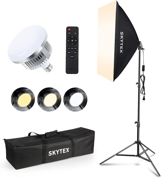 Softbox Lighting Kit 1Pack 20x28in Soft Box | 85W 2700-6400K E27 LED Bulb Continuous Photography Lighting, Photo Studio Lights Equipment for Camera Shooting, Video Recording