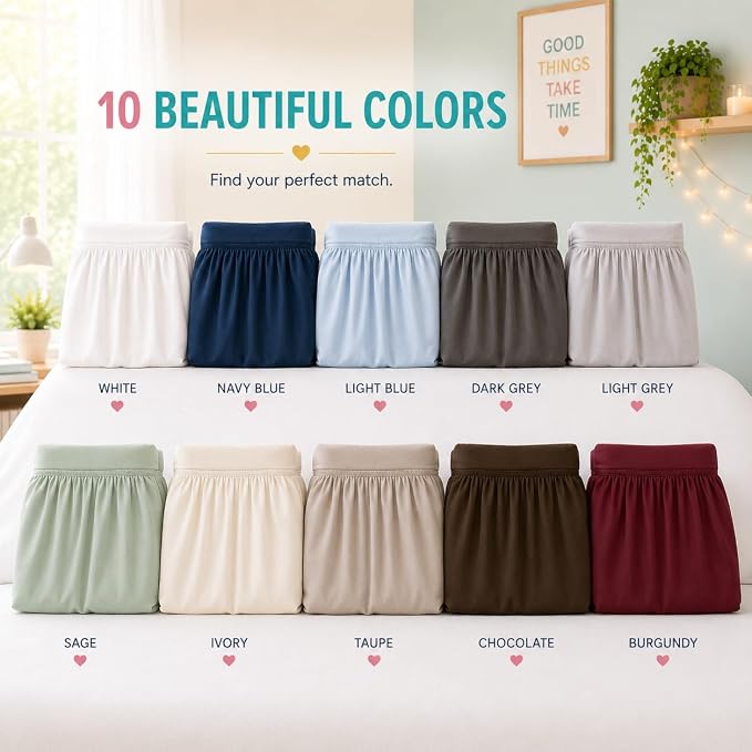 Cottington Lane Tailored Box Pleated College Dorm Bed Skirt Twin XL, Hotel Quality Premium Brushed Microfiber Extra Long Bedskirt Twin XL 30 Inch Drop, Taupe Dorm Bedding