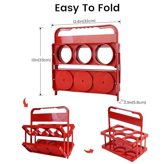 Bodaon 6 Cup Drink Carrier with Handle, Plastic Cup Carriers for Drinks, Drink Holder for Car, Take Out Delivery Drivers, Accessories, Portable Foldable Reusable Mobile, Use for Food Delivery Bag, Red