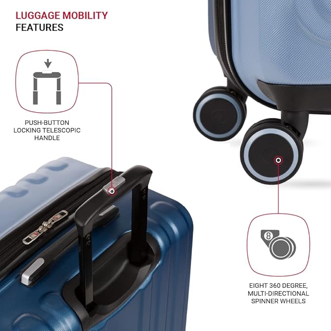 SwissGear Duet Expandable Luggage, Hard Shell Large Luggage with Spinner Wheels