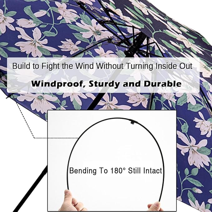 LANBRELLA Compact Reverse Folding Umbrella Auto Windproof Travel Umbrella