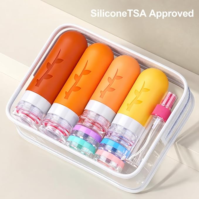 Travel Containers for Toiletries, 18pack TSA Approved Size Containers for Toiletries,travel bottles for Toiletries,travel Jars or Personal Essentials