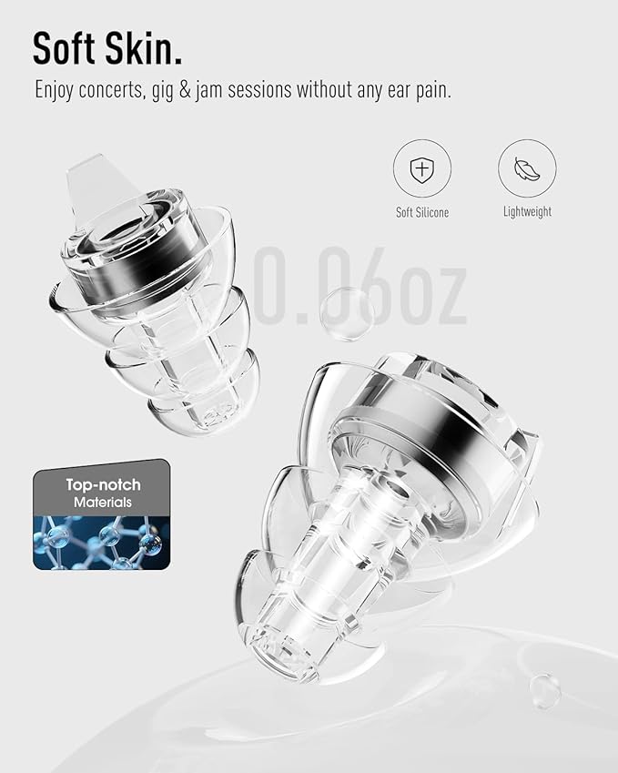 Hearprotek Concert Ear Plugs, 2Pairs Reusable high Fidelity Musician Ear Plugs for Concerts Loud Music-Noise Reduction Ear Protection earplugs for Rave,Festival,Music,Tinnitus Relief