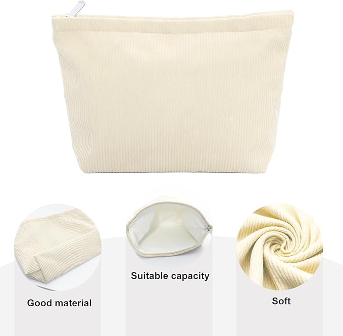Makeup Bag Large Capacity Cosmetic Bag for Women Corduroy Travel Toiletry Bags Handbags Makeup Zipper Pouch Purse Organizer