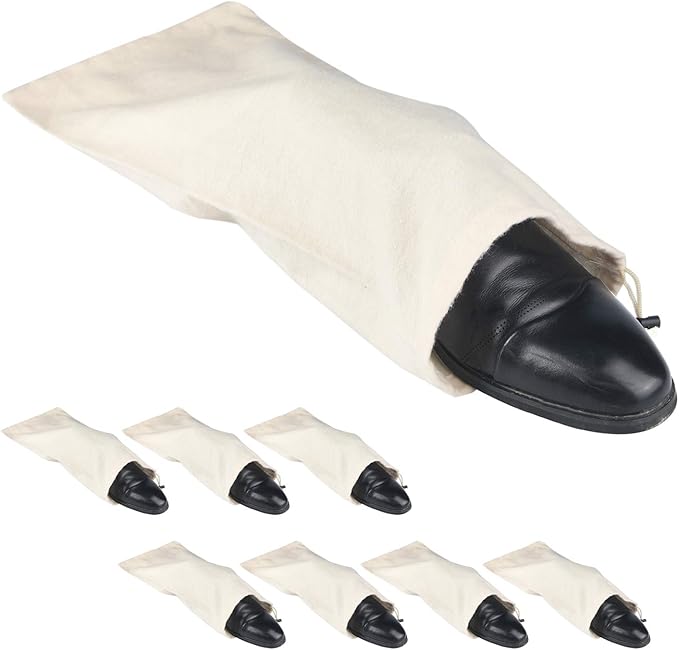 PlasMaller Shoe Storage Bags 100% Cotton with Drawstring for Men and Women for Travel Protecting and Storing Shoes