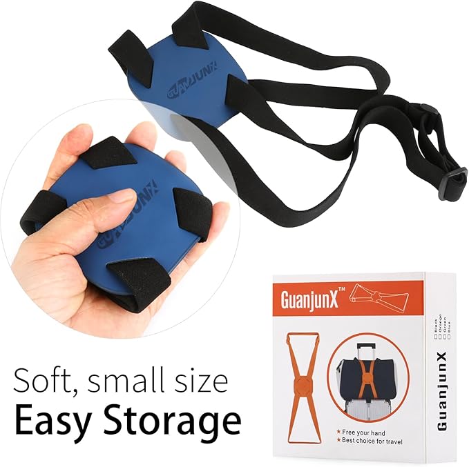 Luggage Straps Bag Bungees for Add a Bag Easy to Travel Suitcase Elastic Strap Belt (Blue, M-Blue)