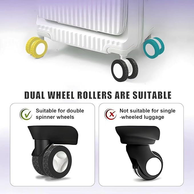 8Pcs Luggage Wheel Covers,Silicone Suitcase Cover for 2-2.4'' Spinner Wheel, Carry On Luggage Wheels Protector,Upgrade Suitcase Wheels Protective,Essential Travel Accessories (Yellow-F)