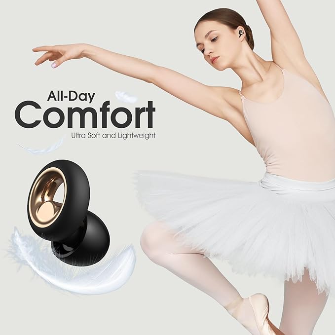 Ear Plugs for Sleeping, 45dB Noise Cancelling Ear Plugs, Reusable Silicone Earplugs for Noise Reduction with 8 Tips, Soft Earplugs for Snoring, Side Sleepers, Concerts, Travel, Work (Black)