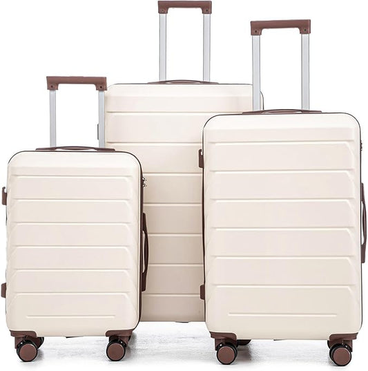 3 Pcs ABS Hardside Luggage Set Spinner Wheel Suitcase