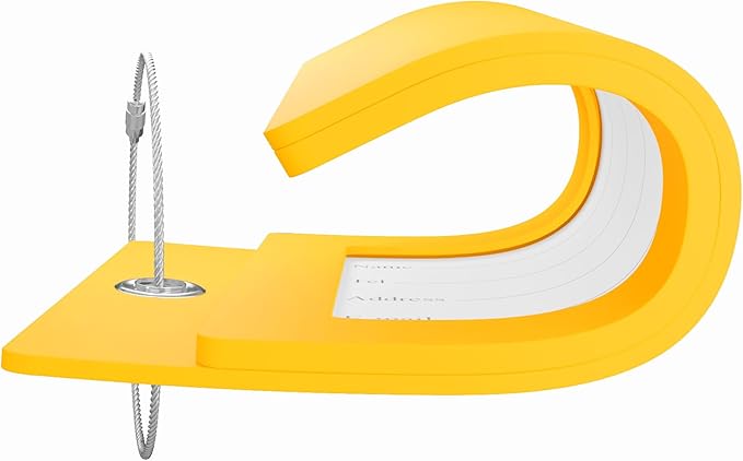 Gostwo 2 Pack Luggage Tags for Suitcases, 26 Initial Letter Travel Luggage Baggage Identification Labels ID Tag Fully Bendable Tags with Stainless Steel Loop (Yellow) (Letter T)