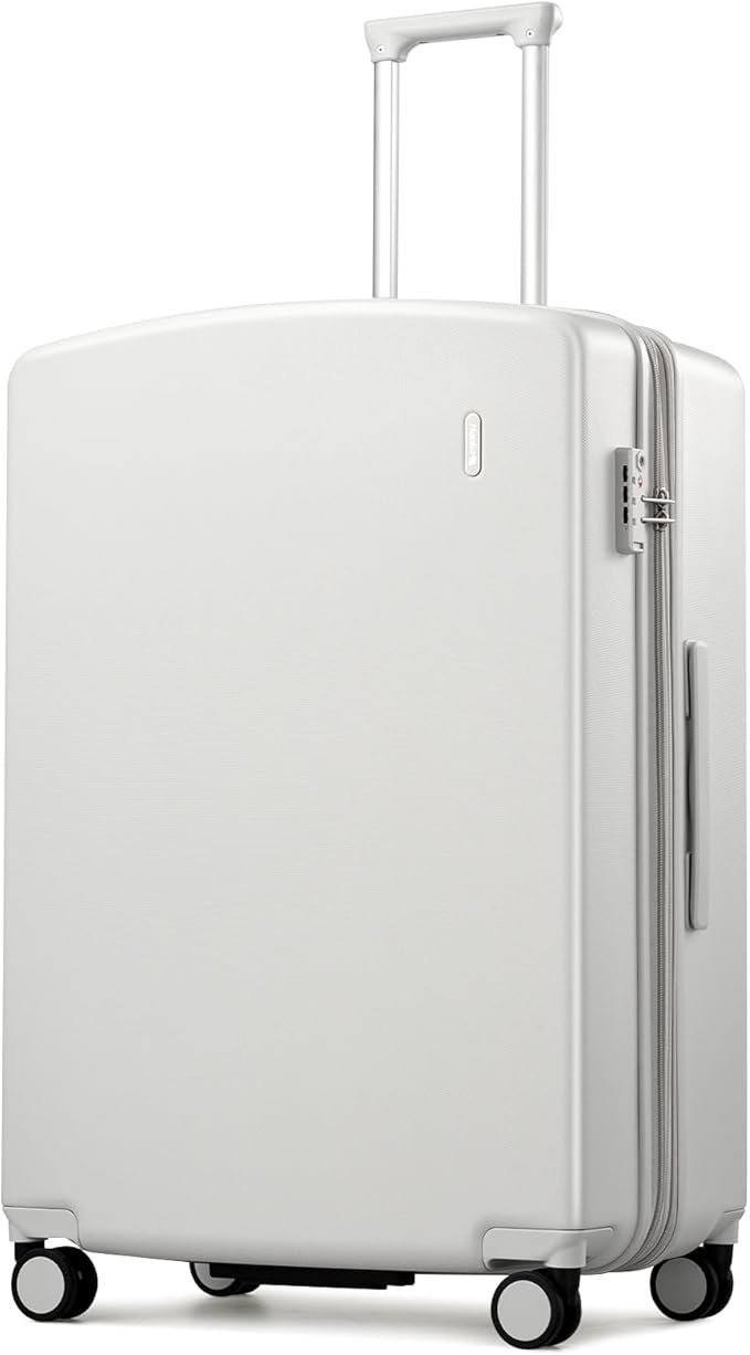 Hanke Expandable 28 Inch Luggage with Spinner Wheels, Hard Shell Large Suitcases with Wheels Checked Luggage for Travel, Rolling Suitcase for Woman & Men with TSA Lock(Smoke White)