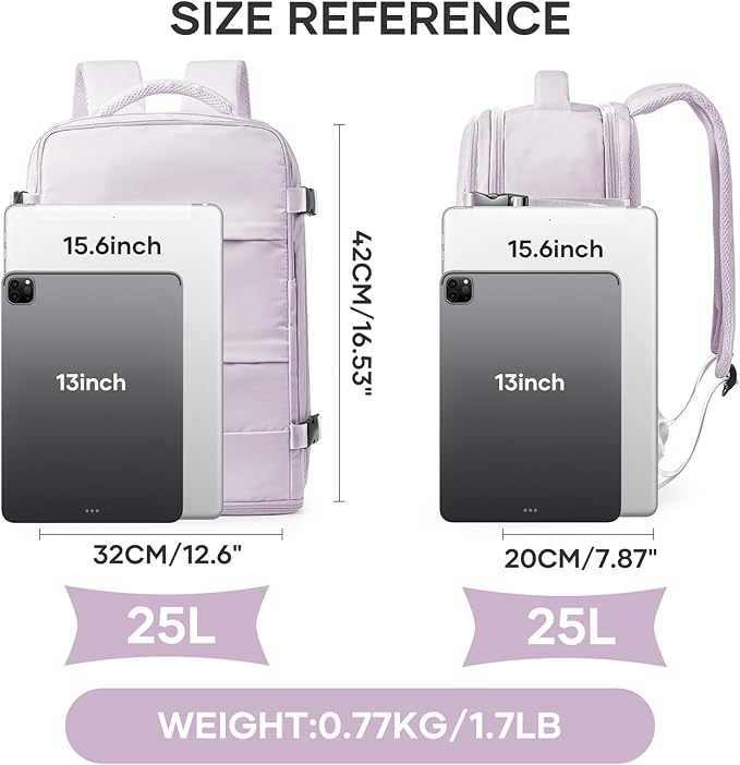 coowoz Large Travel Backpack For Women Men,Carry On Backpack,Hiking Backpack Waterproof Outdoor Sports Rucksack Casual Daypack Travel Essentials(Purple)